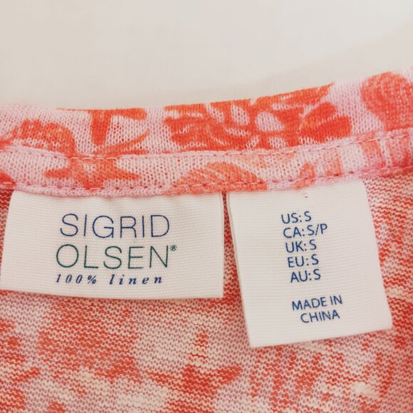Sigrid Olsen Women's Coral Tropical Ocean Print Linen Sleeveless Tee Size S - Picture 8 of 10